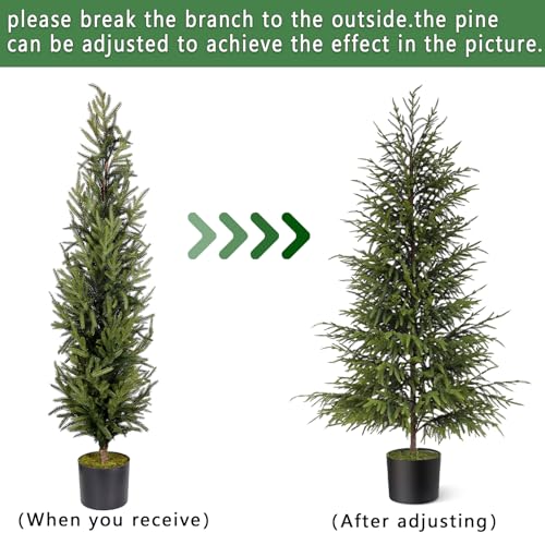 4FT 1Pcs Artificial Norfolk Pine Potted Christmas Tree for Front Door Decor