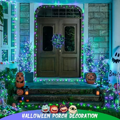 Connectable Purple and Green Halloween Lights Plug (33 Foot)