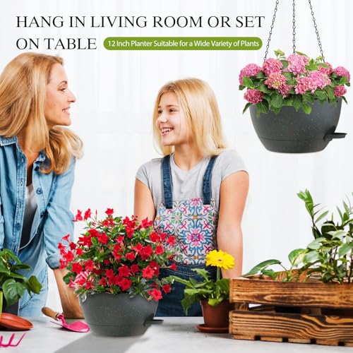 12 Inch Hanging Baskets 2 PC with Chains (2 Count)