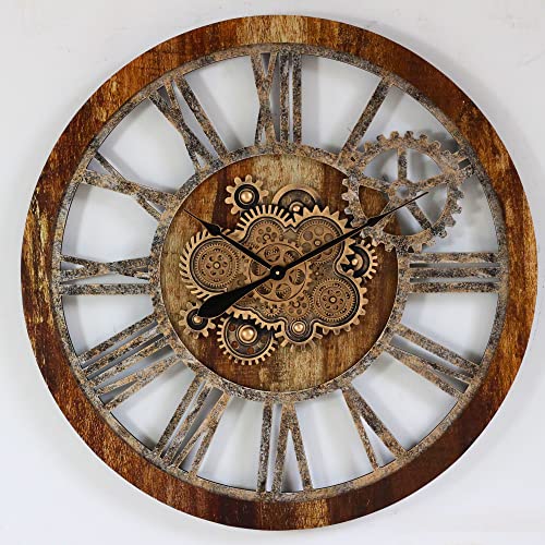 The Gears Clock 36'' Inch Real Moving Gear Wall Clock Vintage Industrial Oversized Rustic Farmhouse