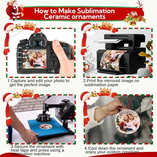 60 PCS Sublimation Ceramic Ornament Blank 3 Inch Round Two (60 Count)