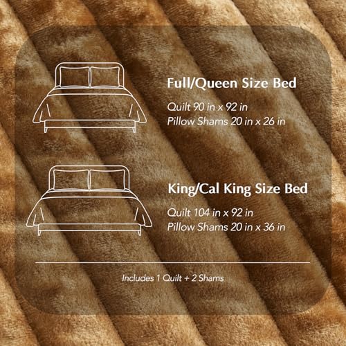 Stripe Channel Luxury Velvet Quilt Set Queen Size