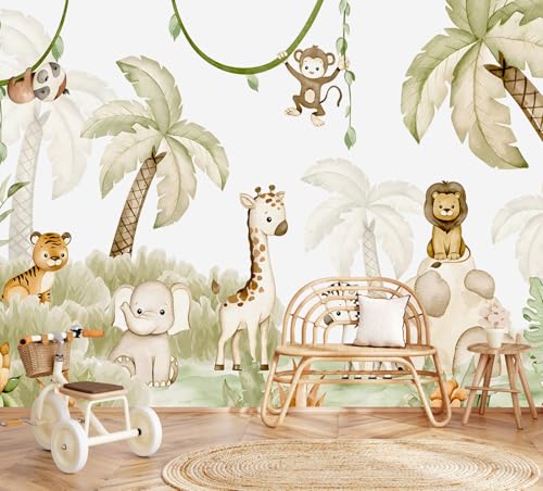 Safari Wallpaper Peel and Stick Animal Walls Mural for Nursery