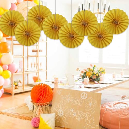 Yellow Birthday Decorations Hanging Paper Fans 12inch (30 Count)