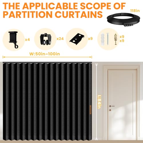 Room Divider Curtain Sets with Flexible Ceiling Track