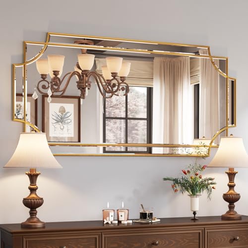 24"x48" Gold Foil Scalloped Edge Decorative Vanity Wall Mirror