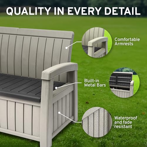 2 Seat Outdoor Storage Bench with Rain Cover