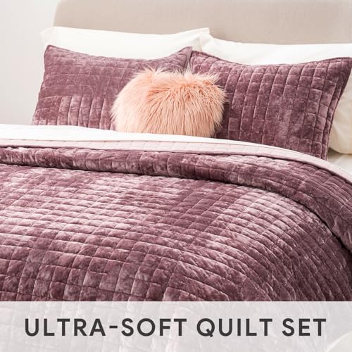 Channel Box Stitch Velvet Quilt Set