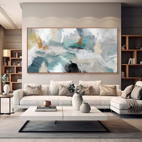 Green and White Canvas Wall Art Contemporary Wall Decor Abstract Poster Printing 36"x70" Office Art Pictures Bedroom Decorations