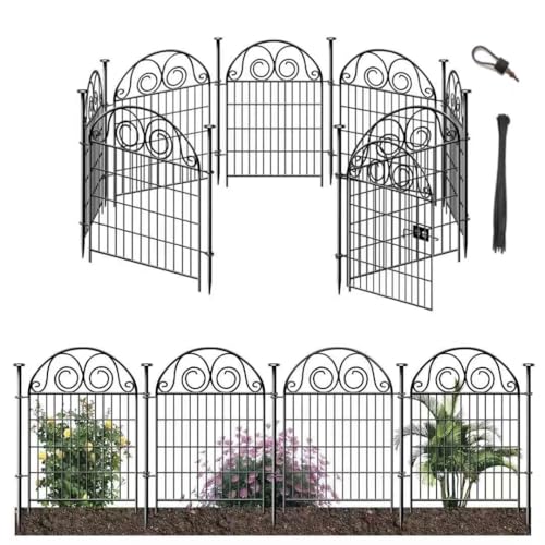 Tall Garden Animal Barrier Fence with Gate (54 Sq Ft)