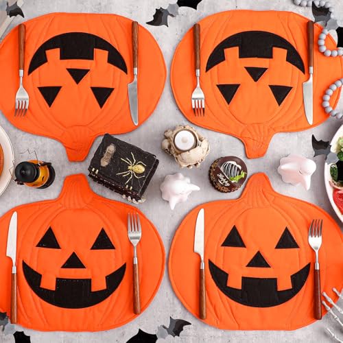4 Pcs Halloween Pumpkin Placemat Jack O Pumpkin Tablemats (4 Count)