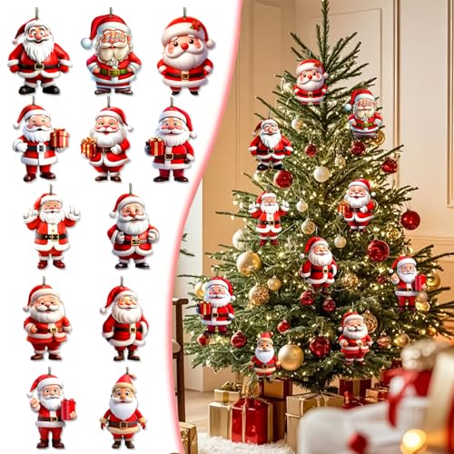 12 Pcs Christmas Ornaments Santa Claus Xmas Tree Hanging Decor
