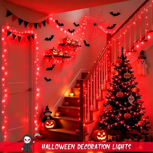 66ft 200 LED Red Halloween Indoor Outdoor String Lights Plug in (66 Foot)