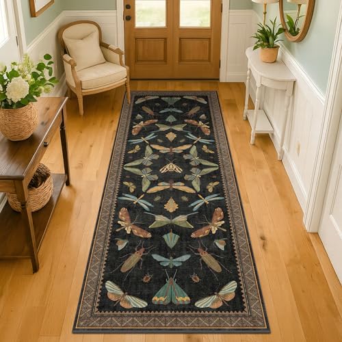 2x6 Black Entryway Runner Rugs Washable Non Slip Runners for Hallway (12 Sq Ft)