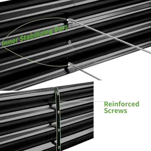 3 Pack 8×4×1ft Galvanized Metal Raised Garden Bed (3 Count)
