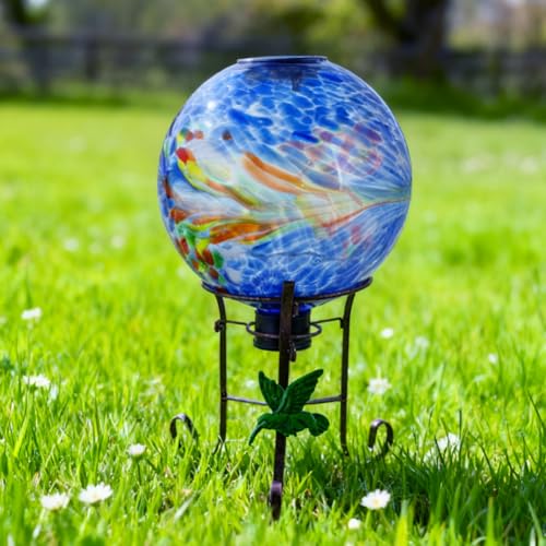 10" Diameter Solar Gazing Ball with Hummingbird Metal Stand