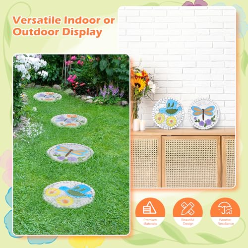 3 Pack Cement Stepping Stones Outdoor 10 Inch Round Garden Stepping Stones (3 Count)