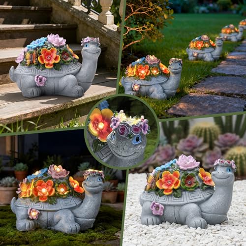 Large Solar Turtle Garden Statue