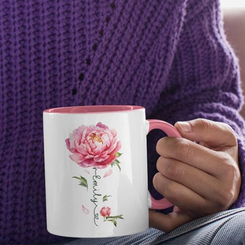 Flower Design Mug With Custom Name