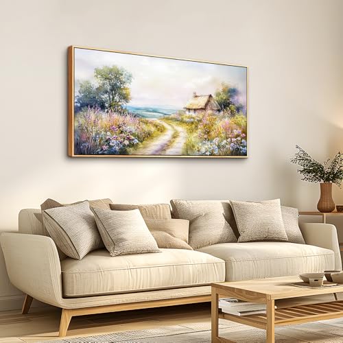 Wood Framed Canvas Wall Art For Living Room Wall Decor For Bedroom Office Wall Decoration Country Road Landscape Paintings Farmhouse Pictures Artwork Room Aesthetic Home Decor 20x40 In