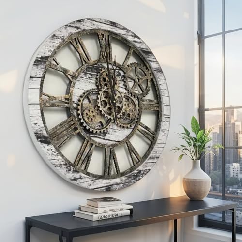 The Original Real Moving Gear Wall Clock Vintage Industrial Oversized Rustic Farmhouse