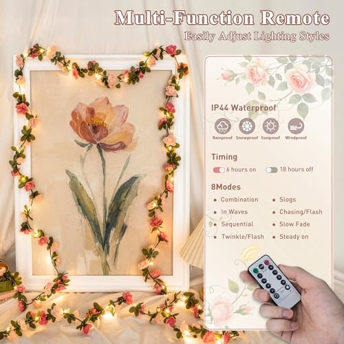 Rose Pink Flower Lights (50 Count)