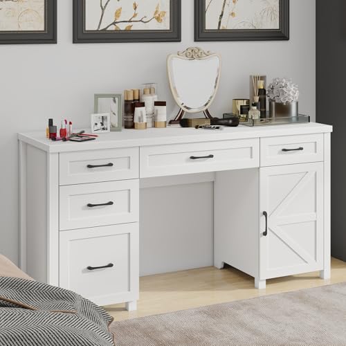 Farmhouse 61'' Executive Desk with 5 Drawers
