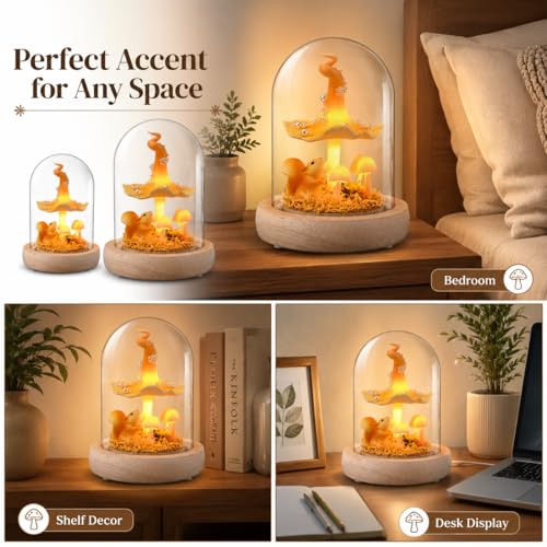Mushroom Lamp in Glass Dome