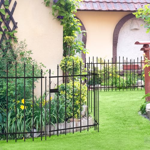 32" x 12' No Dig Metal Garden Fence with Gate