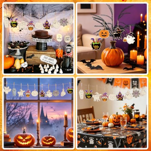 80PCS Wooden Halloween Ornaments to Paint Fall Decorations (80 Count)