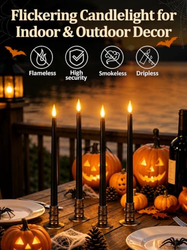 12 Pcs Halloween Black LED Flameless Candles with Remote (12 Count)