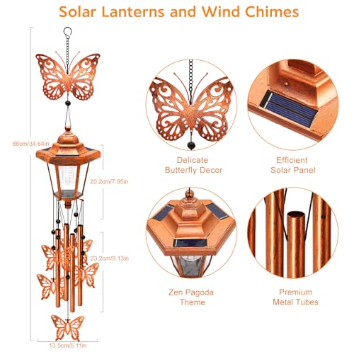 Butterfly Solar Wind Chimes for Outside