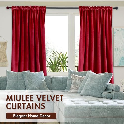 Red Blackout Velvet Curtains Drapes 108 Inch Long 52"x108" Bedroom (2 Count)