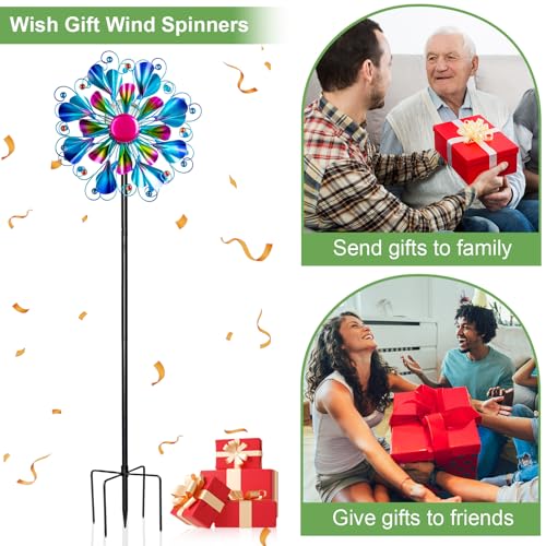 60'' Wind Spinner with Color Glass Ball Solar Lights