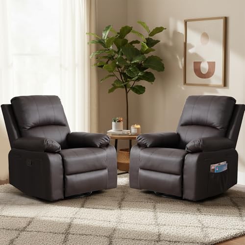 360° Swivel Rocking Leather Recliner Chair Set of 2 (2 Count)