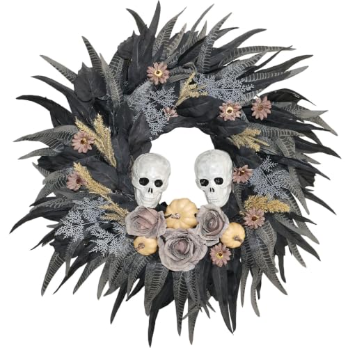24" Halloween Wreath with 2 Skulls