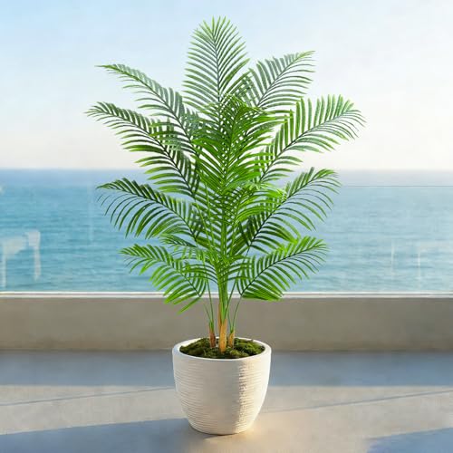 Artificial Palm Tree Plant 6FT Tall Fake Tropical Palm Tree in Pot (18 Count)