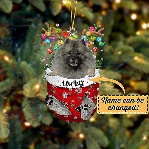 Grey Keeshond Dog Christmas Ornament