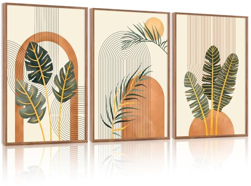 Boho Tropical Abstract Minimalist Leaves Wall Art Set