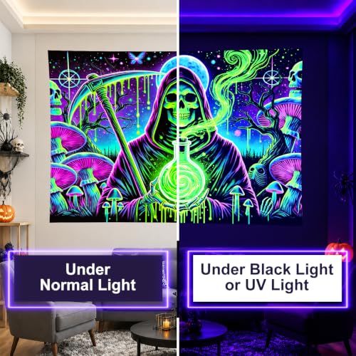 Halloween UV Tapestry Grim Reaper Bedroom Decor 78 x 59 Inch