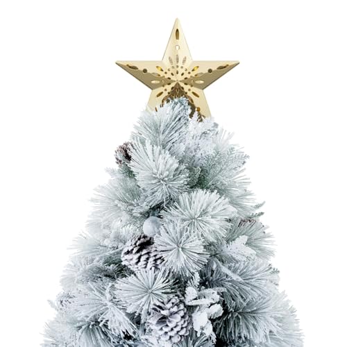 Darla 4.5ft Snow Flocked Rotating Christmas Tree with Star Projector