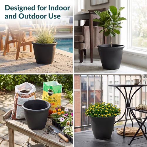 Sunnydaze Anjelica 15.25'' Large Plastic Planter Pot for Plants (2 Count)