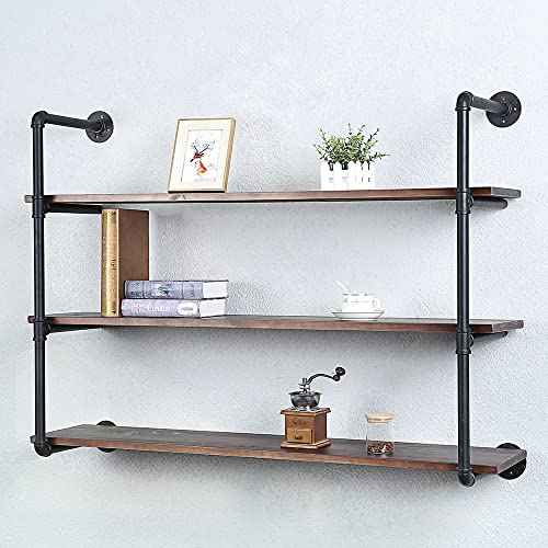 Industrial Pipe Shelves With Wood Planks