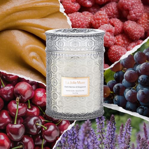 Dark Berries Bergamot Scented Candles for Home (19.4 Ounce)