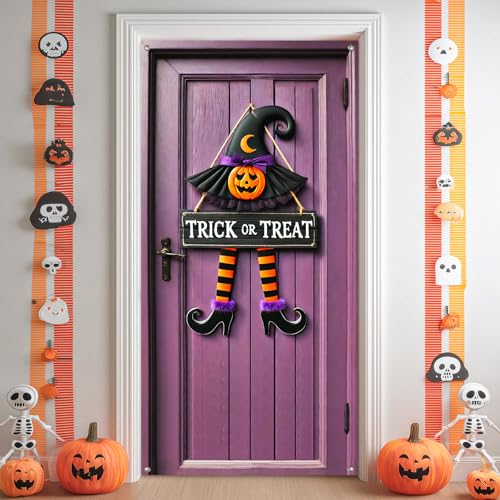 Halloween Door Cover Trick Treat Striped 35x71 Inch Polyester