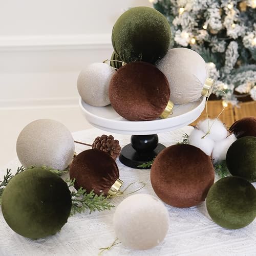 4IN Large Velvet Christmas Ornaments (6 Count)