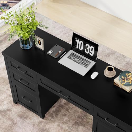 Farmhouse 61'' Executive Desk with 5 Drawers