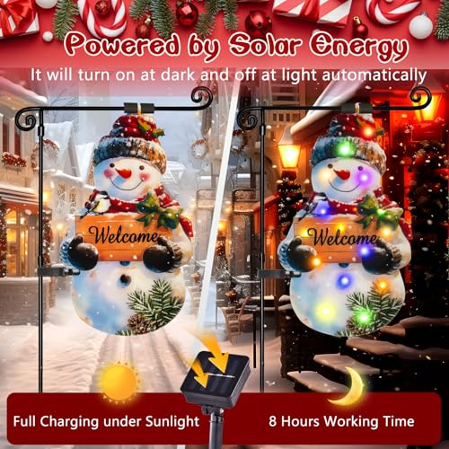 28x40 Solar Christmas Snowman Garden Flag