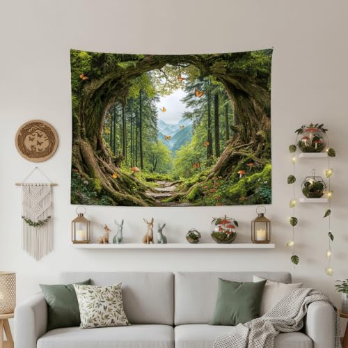 Green Nature Forest Tapestry 48x36 Inch