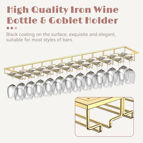 12 Row Wine Glass Rack Under Cabinet Large Capacity
